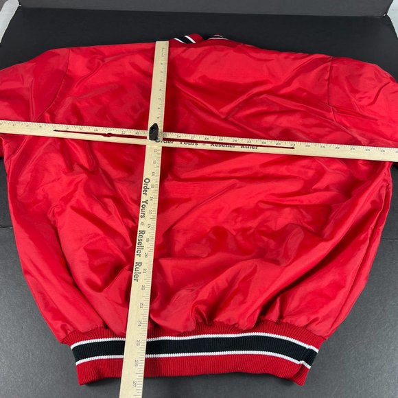 VTG 90s NHL Chicago Blackhawks Hockey Jacket Extra Large Red 1/4 Zip Windbreaker - Picture 13 of 16